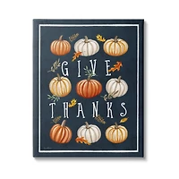 Stupell Industries Give Thanks Autumn Pumpkins Canvas Wall Art