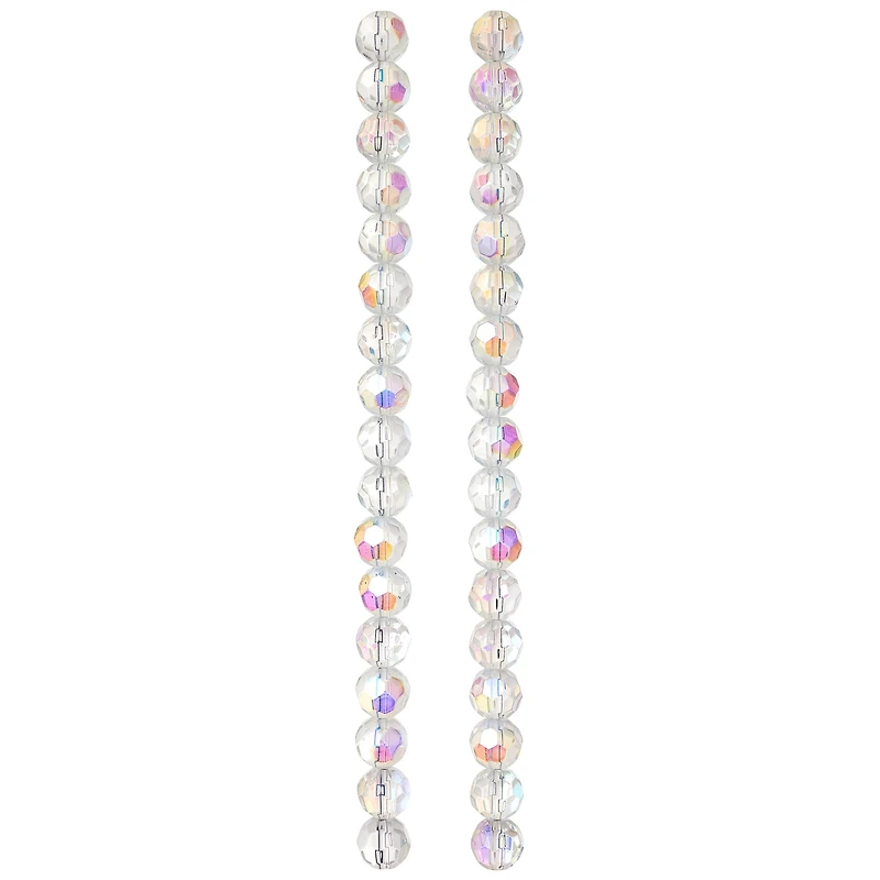 12 Pack: Crystal AB Faceted Glass Round Beads, 10mm by Bead Landing™