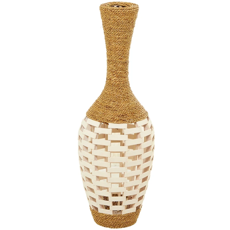 White Seagrass Handmade Tall Woven Floor Vase 11" x 11" x 32"