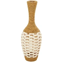 White Seagrass Handmade Tall Woven Floor Vase 11" x 11" x 32"