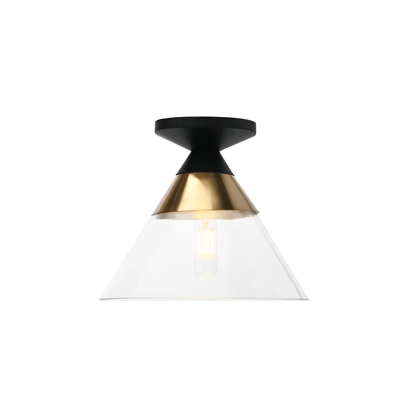 Hello Honey® Robert Stevenson Lighting Theo Metal & Conical Glass Flush Mount Ceiling Light