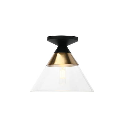 Hello Honey® Robert Stevenson Lighting Theo Metal & Conical Glass Flush Mount Ceiling Light