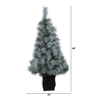 4ft. Pre-Lit Snowy Mountain Pine Artificial Christmas Tree, Blue LED Lights