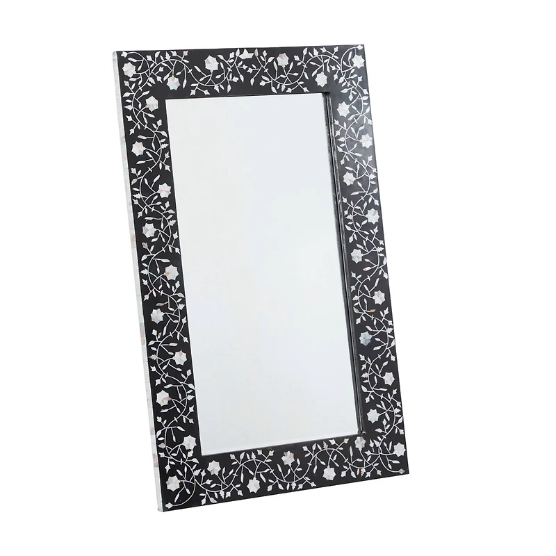 Black Wood Wall Mirror, 47" x 30"