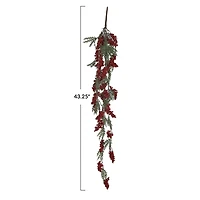 Hello Honey® 43" Red & Green Faux Evergreen Hanging Plant with Berry Bunches