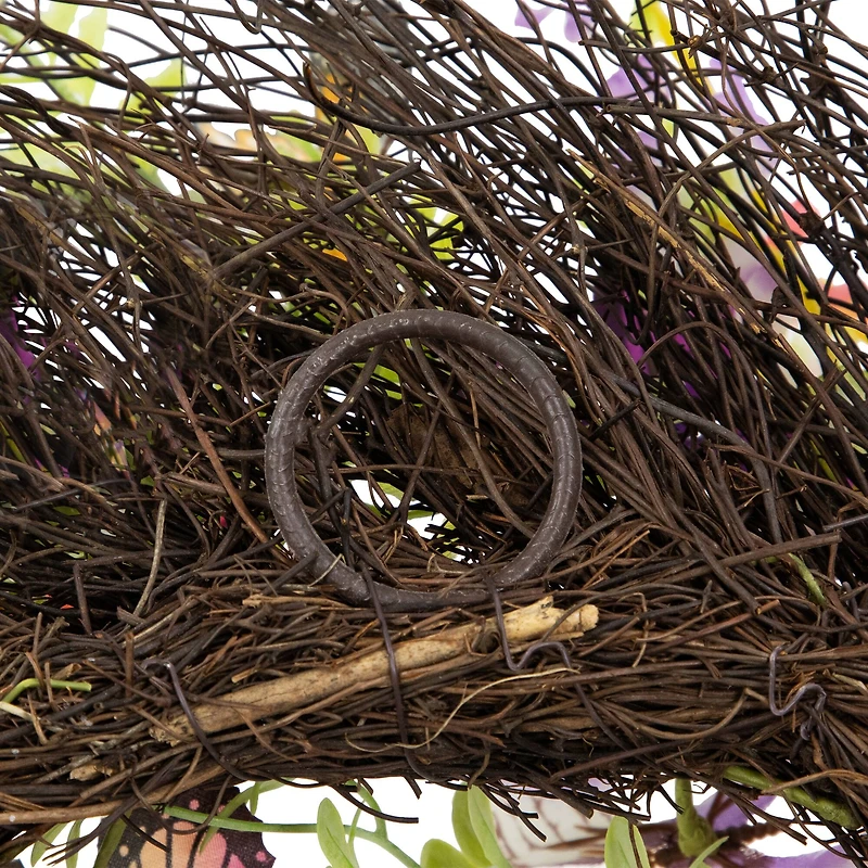 24" Butterfly & Wildflower Floral Twig Spring Wreath