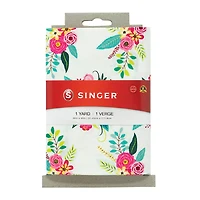 SINGER White Floral Print Ringspun Cotton Fabric