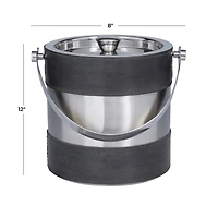 The Novogratz Grey Modern Ice Bucket, 8" x 7" x 12"