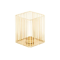 Set of 3 Gold Metal Modern Candle Holder, 4.25", 11", 16.25"
