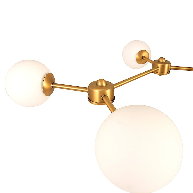 Hello Honey® 63.5" Brushed Gold Sputnik Opal Glass Chandelier