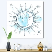 Designart - Blue Crescent Moon With Moonstone Pendants & Stars