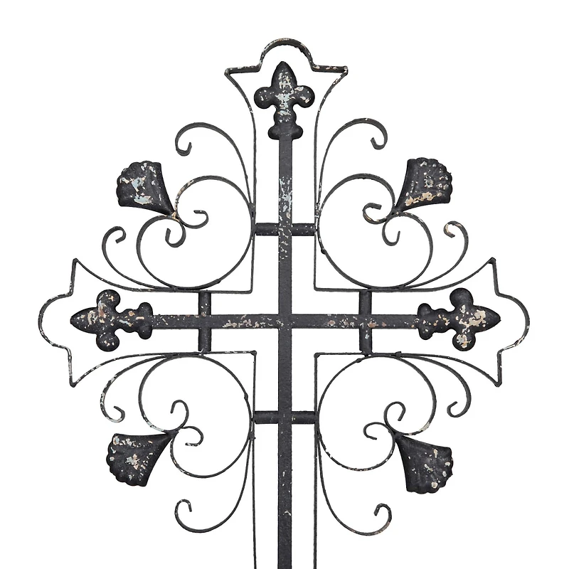 31" Black Iron French Country Cross