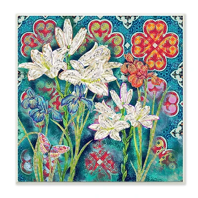 Stupell Industries Vibrant Lilies Geometric Pattern Wooden Wall Plaque