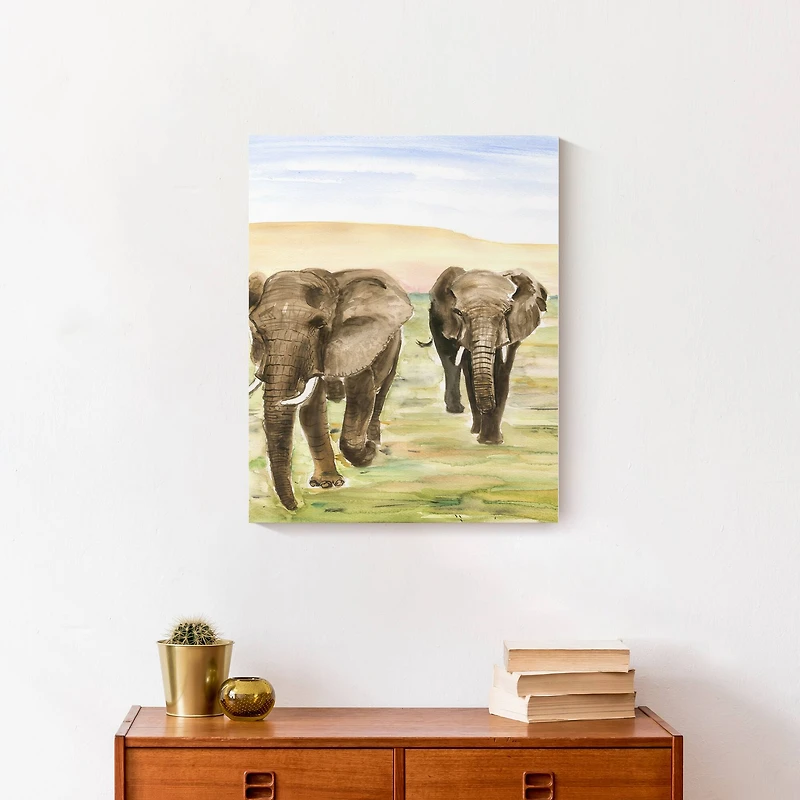 Elephant Couple 16" x 20" Canvas Wall Art