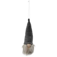 8" Metallic Gray Knit Gnome Head LED Ornament