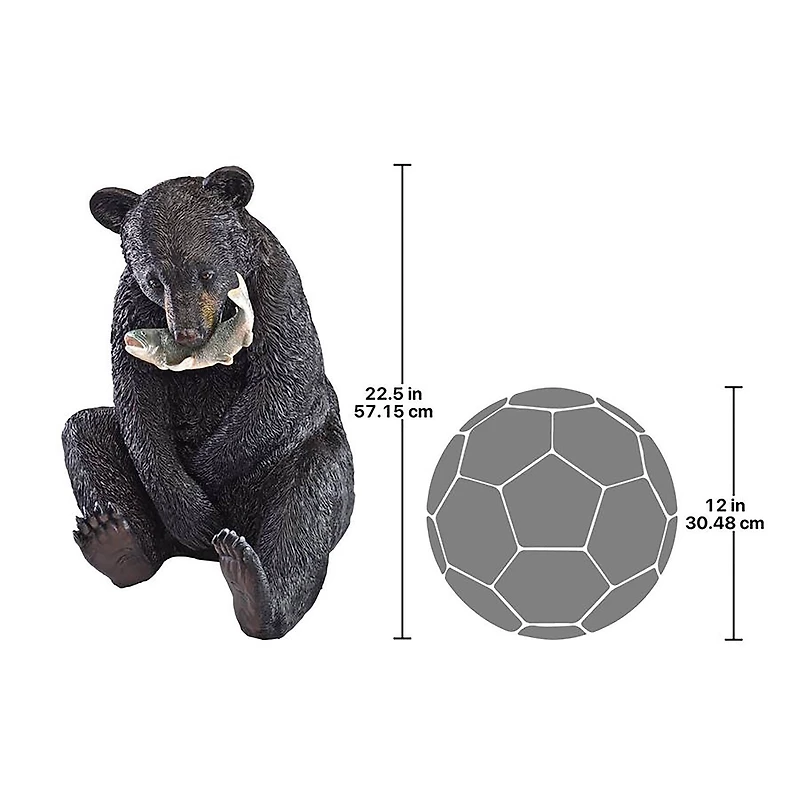 Design Toscano 22" The Expert Fisherman Black Bear Statue