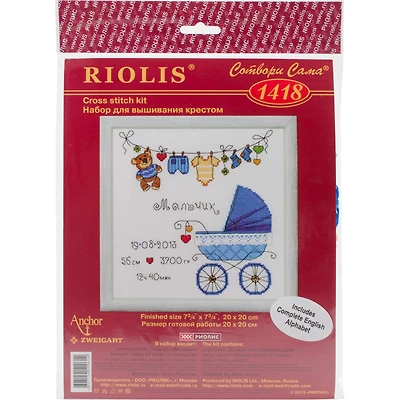 RIOLIS It's A Boy! Announcement Counted Cross Stitch Kit