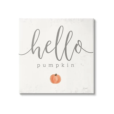 Stupell Industries Hello Pumpkin Fall Greeting Canvas Wall Art