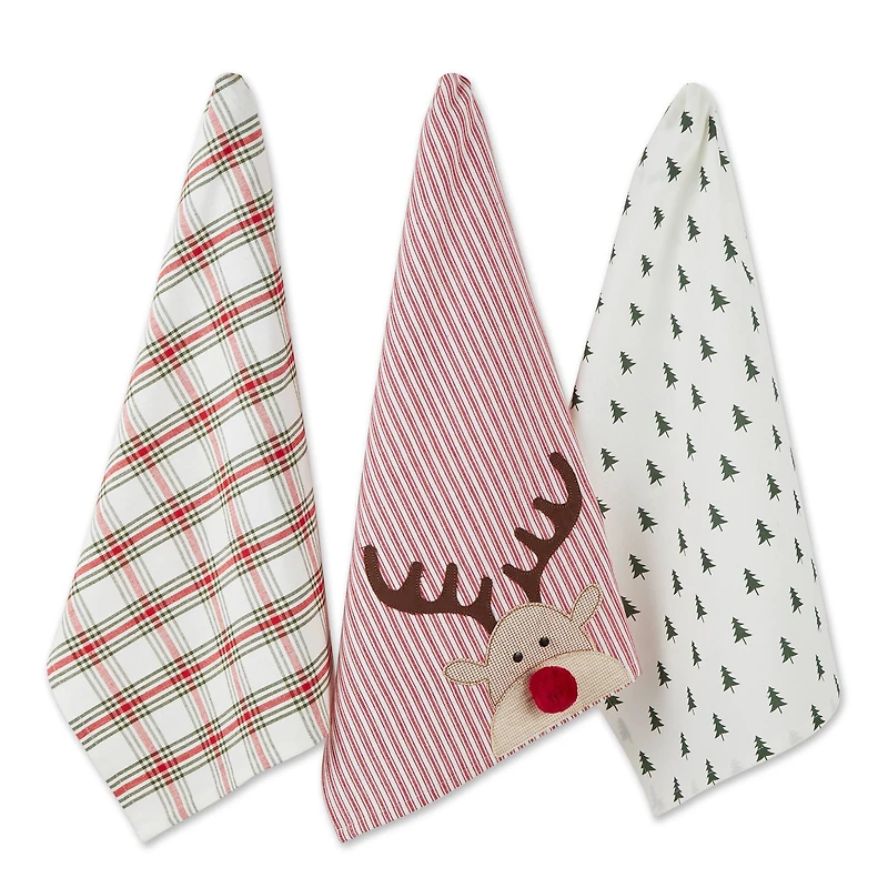 Assorted Reindeer Dishtowel (Set of 3)
