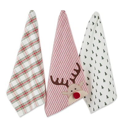 Assorted Reindeer Dishtowel (Set of 3)