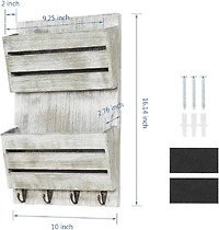 NEX™ 16" Olive Green Wood Wall-Mounted Mail & Key Holder Organizer with 4 Key Hooks