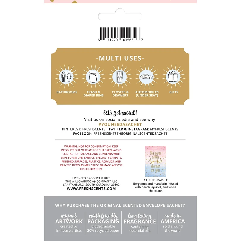 Willowbrook® Fresh Scents™ Little Sparkle Fragrance Sachets, 3ct.