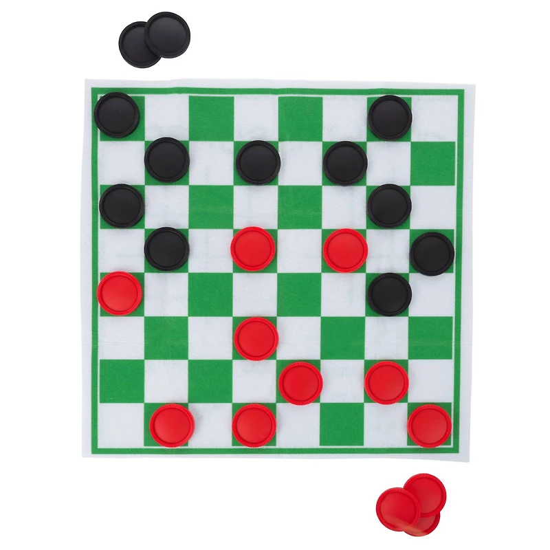 Toy Time Giant Checkers & Tic Tac Toe Reversible Game Rug