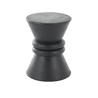 18" Black Wood Handmade Carved Hourglass Accent Table with 3D Ring Center