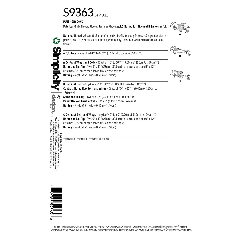 Simplicity® Pattern CS9363