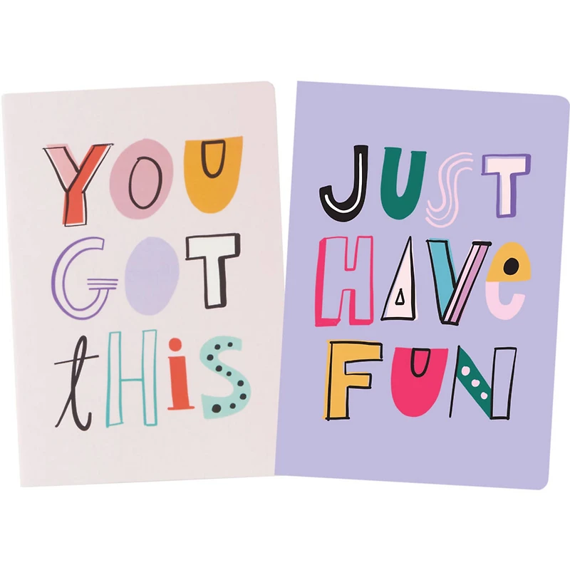 JAM Paper Fun Doodle Phrases Hardcover Notebook, 2ct.