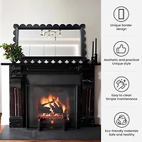 Glitzhome® 42.5" Modern Black Wood Frame Wavy Rectangle Wall Mirror