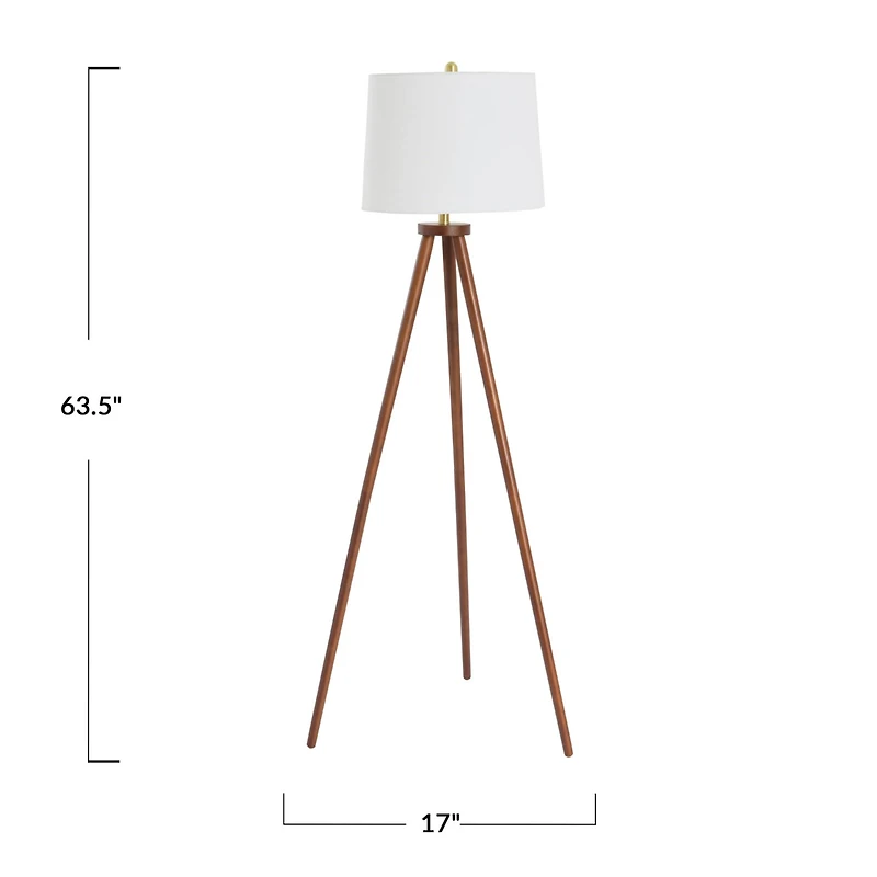 Hello Honey® Mid-Century Modern Tripod Wood Floor Lamp with Linen Shade