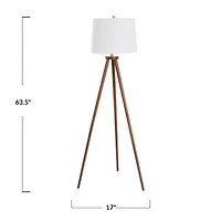 Hello Honey® Mid-Century Modern Tripod Wood Floor Lamp with Linen Shade