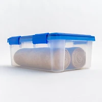 Iris® 4gal. Clear Plastic Storage Boxes With Blue Lid, 6 Pack