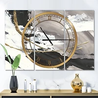 Designart Glam Painted Arcs II Modern 3 Panel Wall Clock