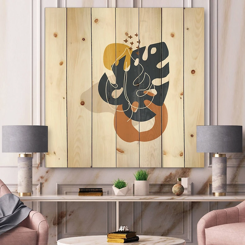 Designart - Abstract Flowers On Minimal Shapes IX