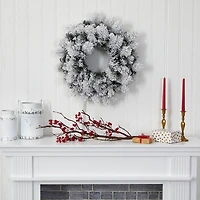 24" LED Flocked Christmas Wreath