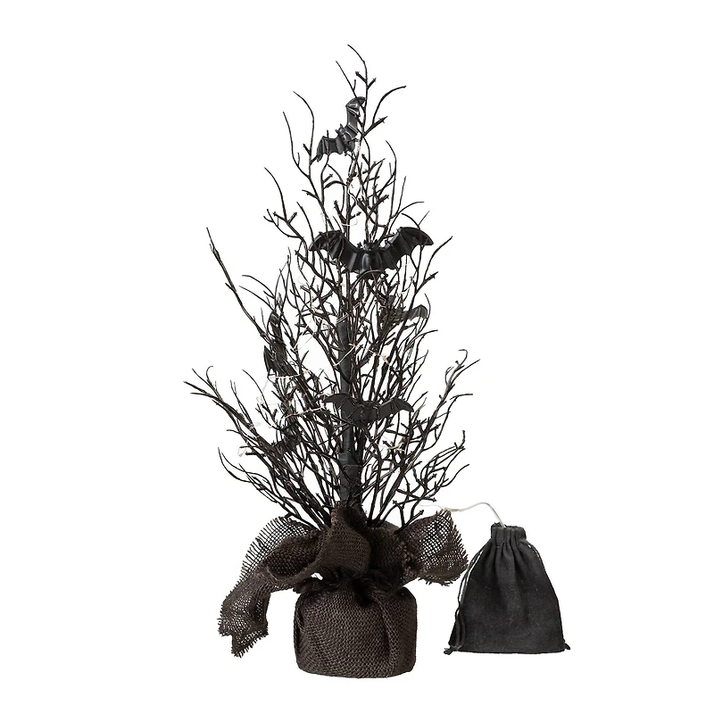 Glitzhome® 20" Lighted Halloween Bats Table Tree Decor