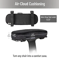 Mind Reader Air-Cloud Memory Foam Armrest Pads, Office & Gaming Chair Arm Rests, Elbow Support with Washable Cover, Black