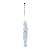 24" Blue Ceramic Sea Horse Windchime with Brown Rope