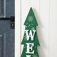 Glitzhome® 3.5ft. Wooden Welcome Christmas Tree Porch Sign