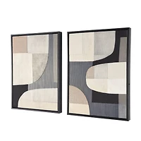 Wooden Geometric Mixed Media Home Wall Décor with Black Frames, Pack of 2 