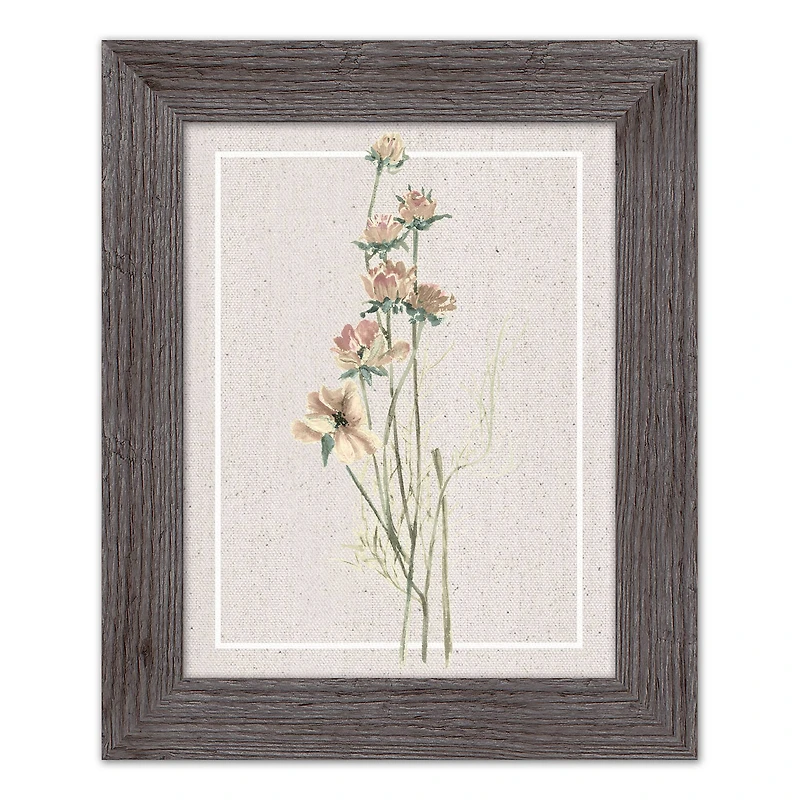 Framed Western Faded Linen Floral Print