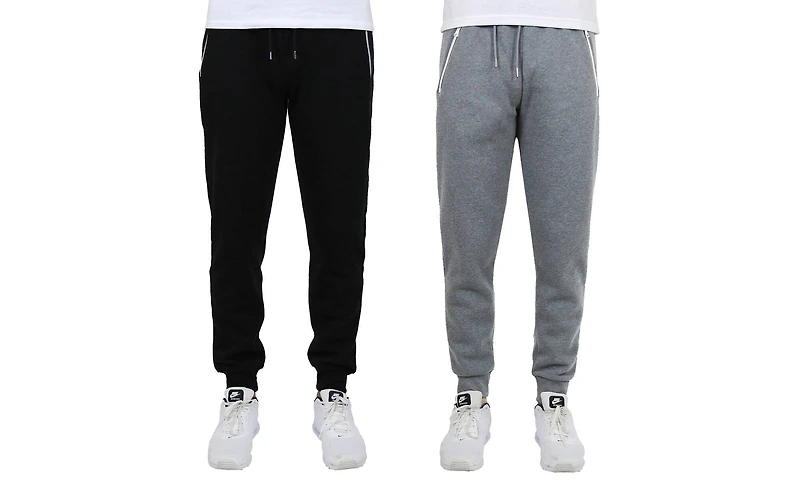 Galaxy by Harvic Men's Fleece-Lined Jogger Sweatpants With Zipper Pockets 2 Pack