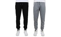 Galaxy by Harvic Men's Fleece-Lined Jogger Sweatpants With Zipper Pockets 2 Pack