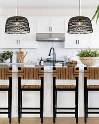 Hello Honey® 19.5" Charcoal Gray Woven Pendant Lamp