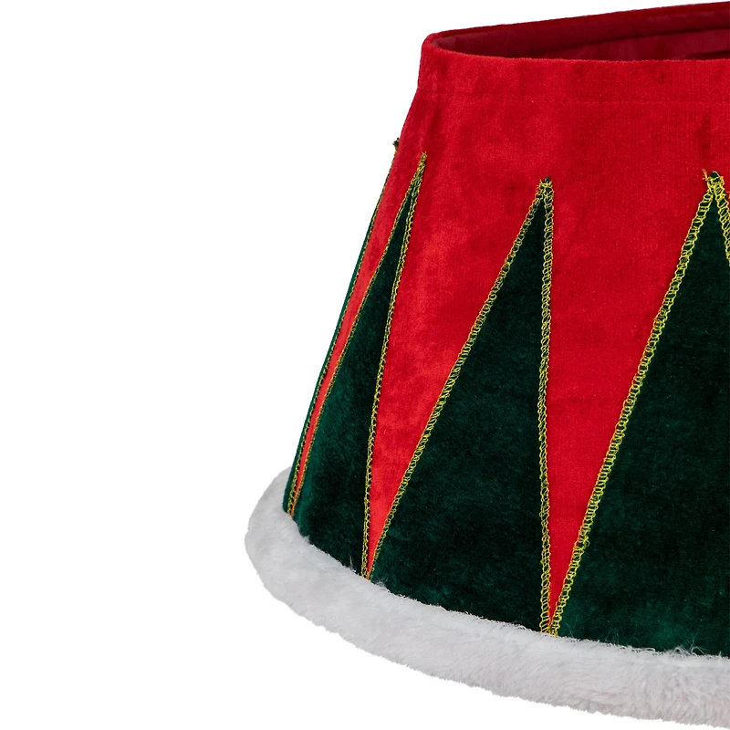 25" Red and Green Drum with White Trim Christmas Tree Collar