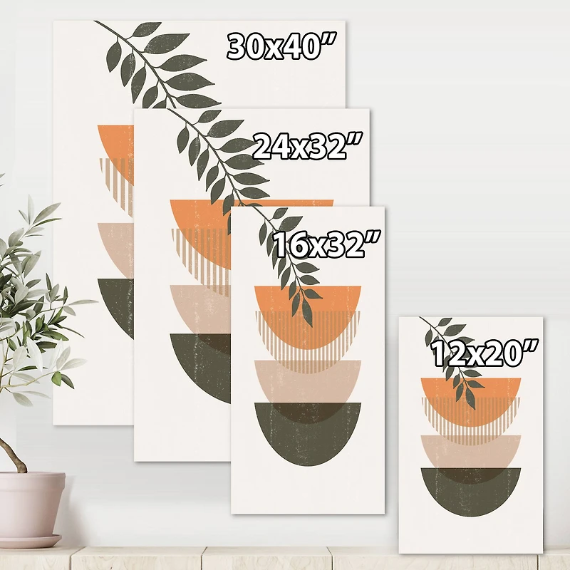 Designart - Abstract Geometrical Sun and Moon With Leaf II