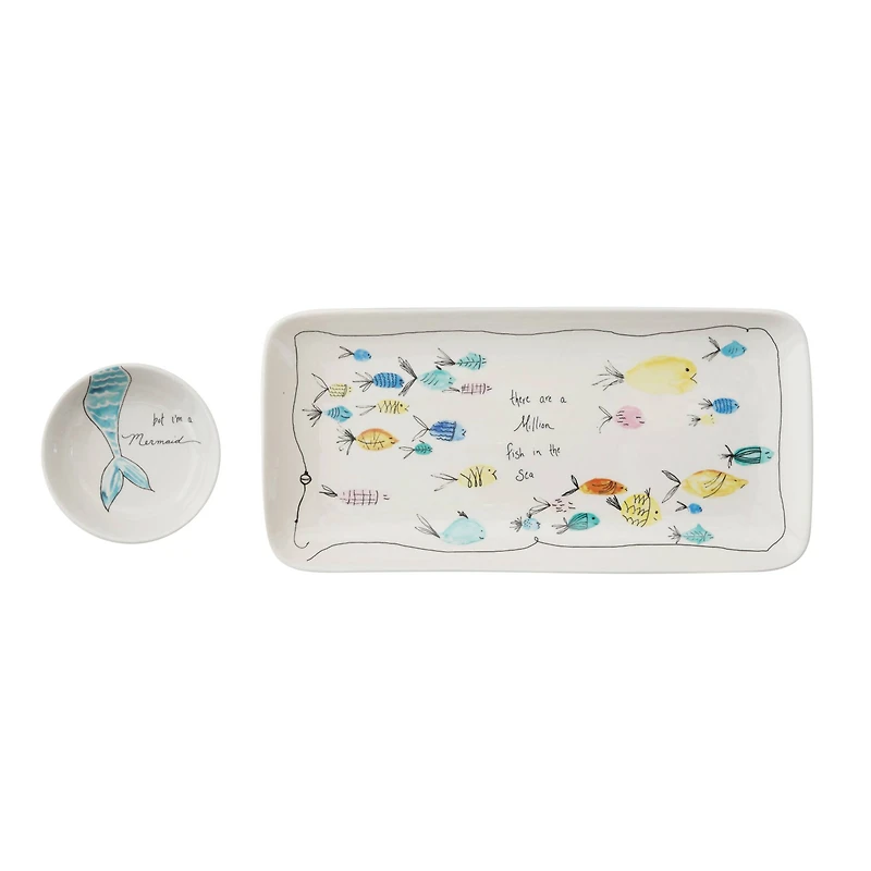 Hello Honey® Fish in the Sea Stoneware Rectangular Plate & Bowl Set