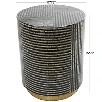 Black Mother of Pearl Drum Accent Table